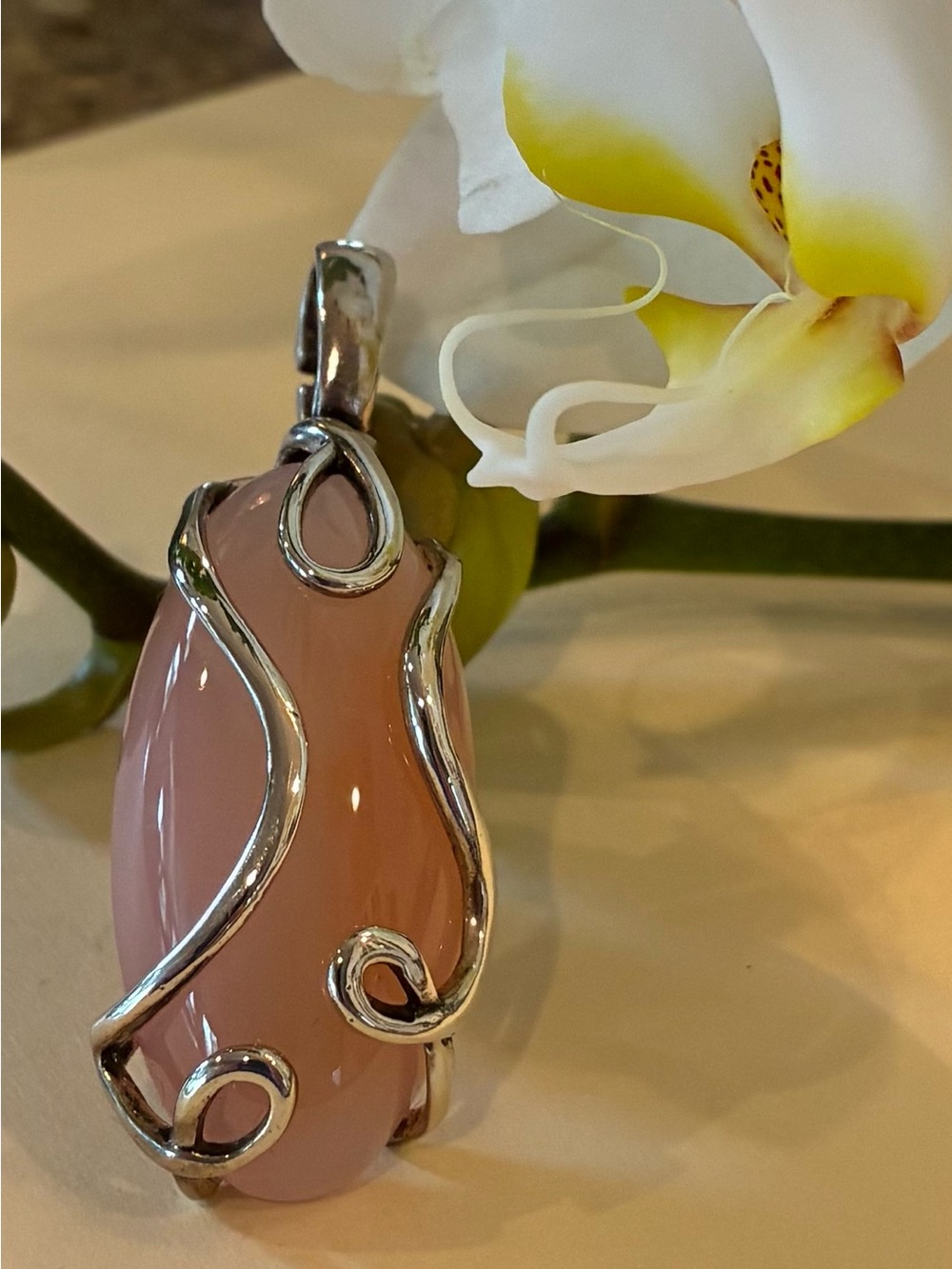 Carolyn Pollack Sterling Silver “PrettyPink” Chalcedony Pendant/ Enhancer